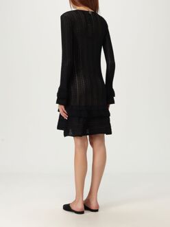 Gebreide jurk met ruches Zwart