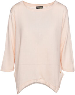 Gebreide katoenen top met een ongelijke zoomlijn Perzik - L