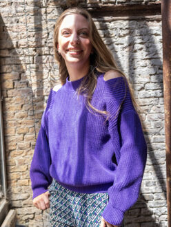 Gebreide katoenen trui voor meisjes in de kleur - maat 176 Paars