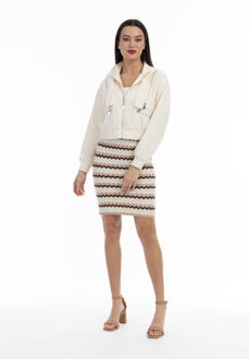 Gebreide midi-rok Dames Beige Veelkleurig
