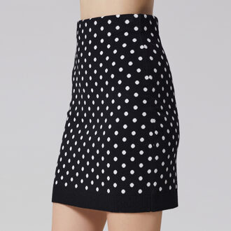 Gebreide minirok met stippen - maat Zwart