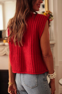 Gebreide Mouwloze Cardigan - maat M Rood