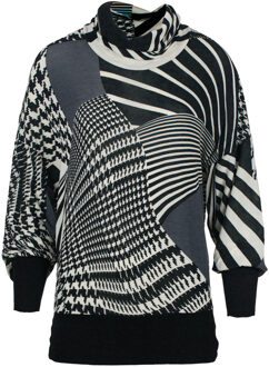 Gebreide polohals top met vleermuismouwen Zwart