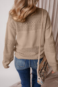 Gebreide Pullover Trui met Kantdetails - maat M Salie Groen
