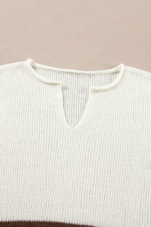 Gebreide Pullover Trui Met V-hals - maat XL Ivoor