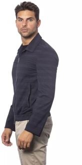 Gebreide Ritsjack Casual Stijl Donkerblauw