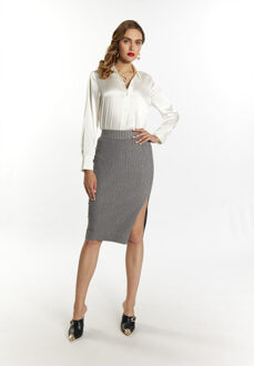 Gebreide rok met strass steentjes Dames grijs melange - maat