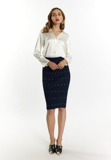 Gebreide rok met strass steentjes Dames marine Marineblauw - XL/2XL