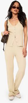Gebreide Tank En Wijde Broek, Stone - L