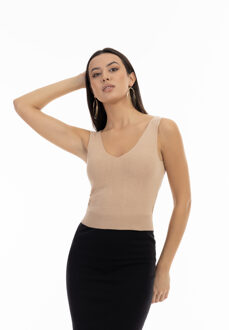 gebreide tanktop Beige