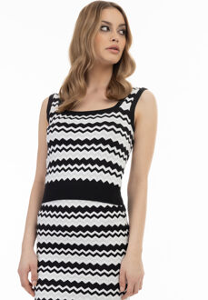gebreide tanktop Zwart/wit