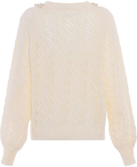 Gebreide trui Dames wolwit Gebroken wit - XS/S