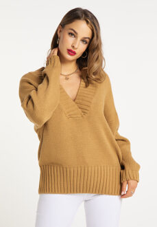 gebreide trui imane - maat XL/2XL Camel