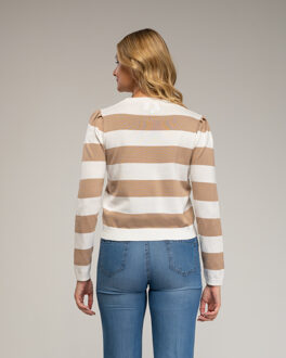 Gebreide trui met een ronde hals - maat One Size Beige