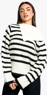 Gebreide Trui Met Gestreepte Kraagdetail, Stripe - L