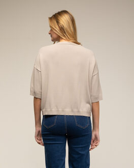 Gebreide trui met korte mouwen Beige