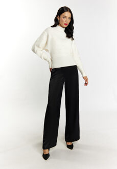 Gebreide trui met kralen Dames wolwit - maat Gebroken wit