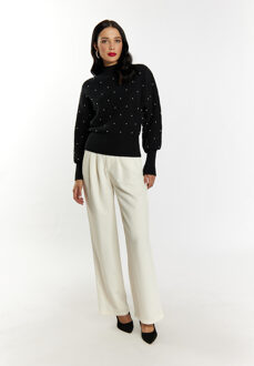 Gebreide trui met kralen Dames zwart - maat XS/S