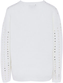 Gebreide trui met pailletten Dames wolwit - maat M/L Gebroken wit