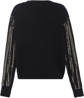 Gebreide trui met pailletten Dames zwart