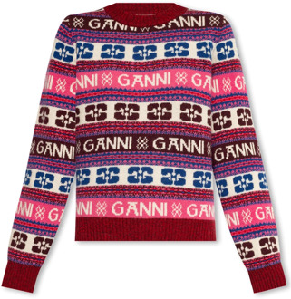 Gebreide trui met patroon Ganni , Multicolor , Dames - L,M,S,Xs
