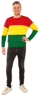 Gebreide trui rood/geel/groen gestreept unisex Multikleur - Print