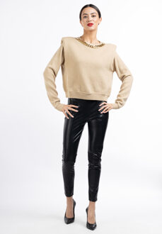 Gebreide trui tuxe Dames beige - maat XL/2XL