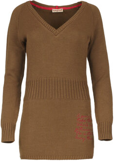 Gebreide tuniek met geribde taille Bruin