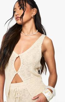 Gebreide Twistfront Haaktank, Stone - 44