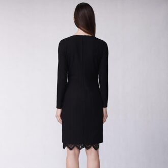 Gebreide wikkeljurk met geschulpte randkant - maat Zwart