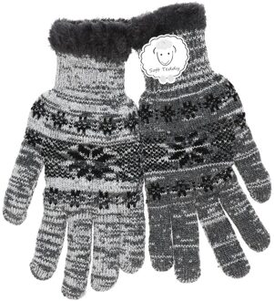 Gebreide winter handschoenen grijs met Nordic print voor heren