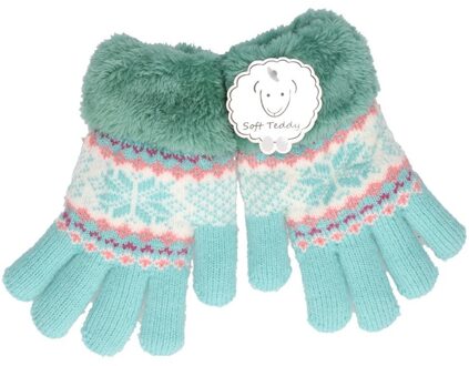 Gebreide winter handschoenen mint groen mint groen met pluche vo