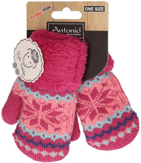 Gebreide winter handschoenen Nordic fuchsia roze voor peuters -  Roze kinder handschoenen