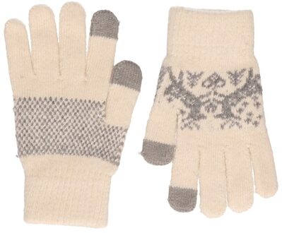 Gebreide winter handschoenen Nordic/wit voor dames