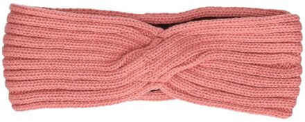 Gebreide winter hoofdband roze voor dames