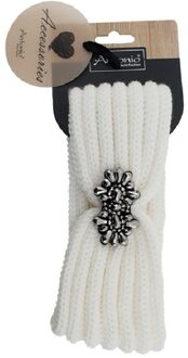 Gebreide winter hoofdband wit voor dames