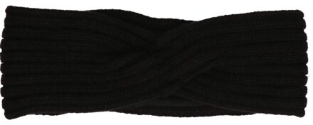 Gebreide winter hoofdband zwart voor dames