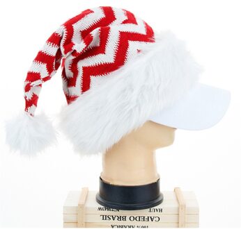 Gebreide Wol Kerst Hoed Kerst Partij Hoogwaardige Pluche Gestreepte Hoed Santa Hoed Decoratie diep saffier