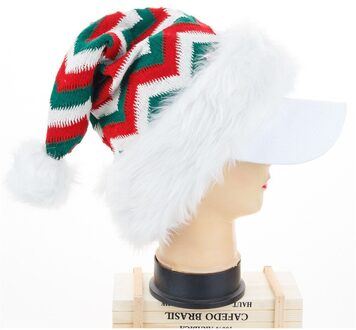Gebreide Wol Kerst Hoed Kerst Partij Hoogwaardige Pluche Gestreepte Hoed Santa Hoed Decoratie Fluorescentie Geel