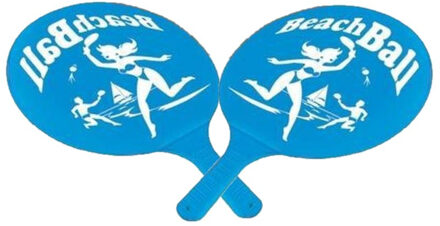 Gebro beachball set - blauw - kunststof - strandspelletje - tennis