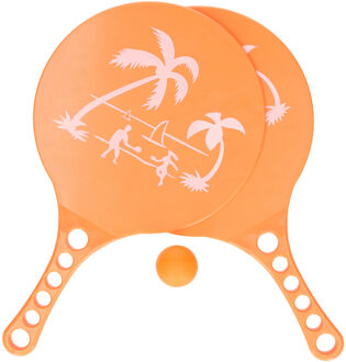 Gebro beachball set - oranje - kunststof - strandspelletje - tennis