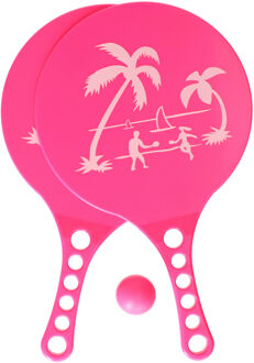 Gebro beachball set - roze - kunststof - strandspelletje - tennis