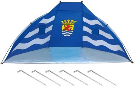 Gebro Beachshelter windscherm blauw Zeeland vlag 270 x 120 cm incl. haringen - Zon/wind bescherming voor kinderen