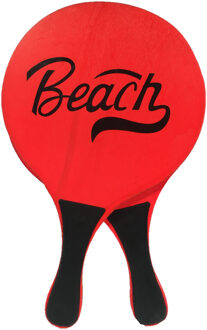 Gebro Houten beachball set neon rood - Beachballsets