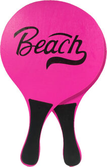 Gebro Houten beachball set neon roze - Beachballsets