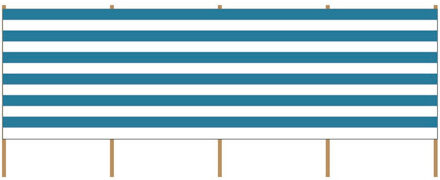 Gebro Strand/camping windscherm gestreept wit blauw 5 meter x 120 cm