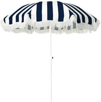 Gebro Strand parasol Jakarta - D180 cm - blauw/wit - strepen - inklapbaar - zomer