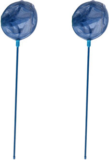 Gebro Visnet/schepnet - 2x - kunststof - blauw - 90 x 25 cm