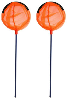 Gebro Visnet/schepnet - 2x - kunststof - oranje - 90 x 30 cm