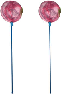 Gebro Visnet/schepnet - 2x - kunststof - roze - 90 x 25 cm